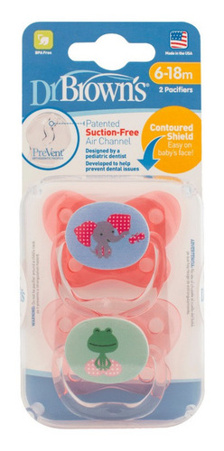 Imagen 1 de 1 de Chupones Prevent Mariposa 6 - 18m (2 Unidades) Dr. Browns