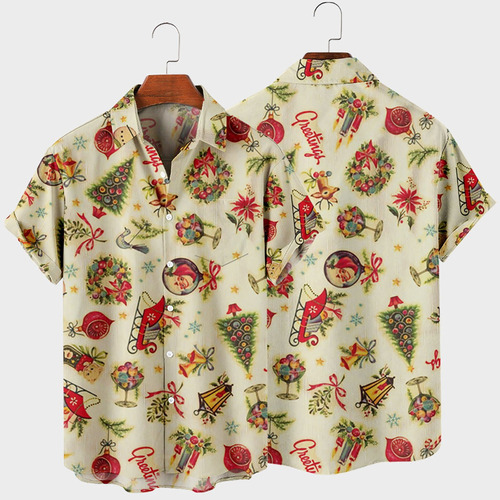 Camisa De Navidad Para Hombre Con Impresión Digital 3d Casua 