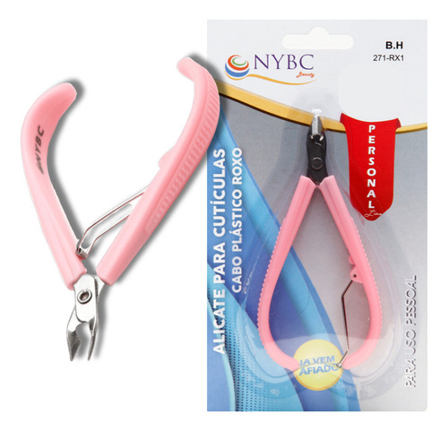 NYBC 271-RX alicate para cutícula cabo plástico cor rosa