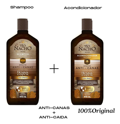 Shampoo + Acondicionador Anticanas Henna Egipcia 415 Ml