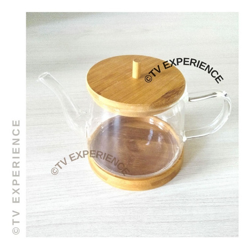 Imagen 4 de 7 de Tetera Vidrio Templado 450 Cc - Tapa Y Base De Madera