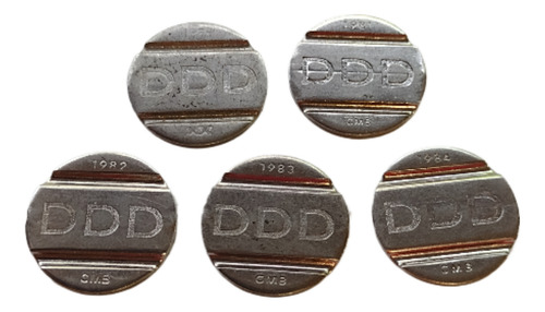 5 Fichas Antiga Telefone Ddd Telebrás Cmb 1979 E 1981 A 1984 (Usado)