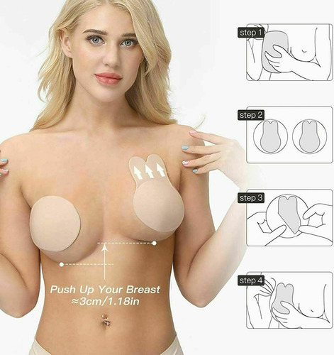 Imagen 8 de 10 de Sostén Invisible Levanta Busto O Cubre Pezon Talla S/m Beige