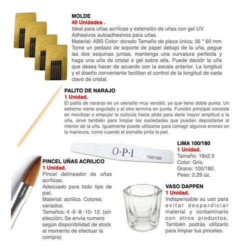Imagen 3 de 3 de Kit Uñas Esculpidas Acrílico Cuvage Polimero Monomero Molde