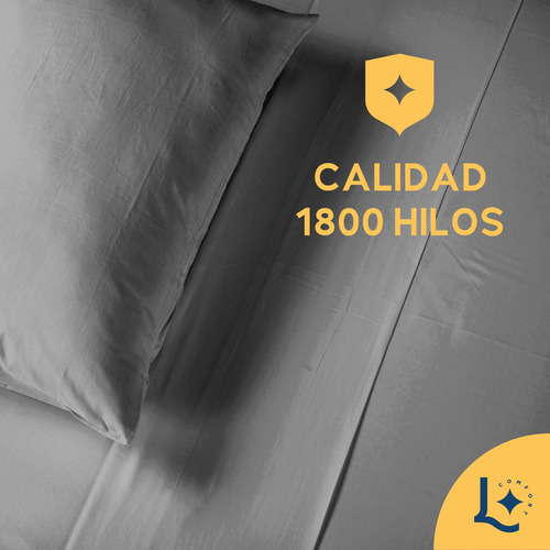 Juego De Sabanas Matrimoniales, Premium Tacto Egipcio, Laila Gris Oscuro Liso