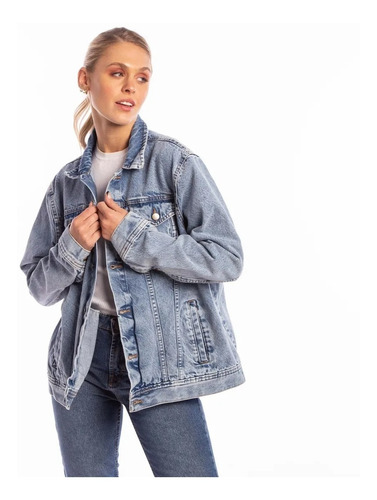 Imagen 2 de 8 de Campera De Jean Mujer Rusty Palm Eye Original