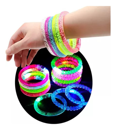 10 Pulseras De Acrilico Luminosa Cotillon