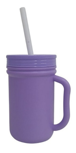 Vaso Con Asa Tapa Sorbete Plástico Frasco Varios Colores 