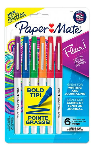 Marcador Paper Mate Flair Bold Blister X6 Colores Surtidos