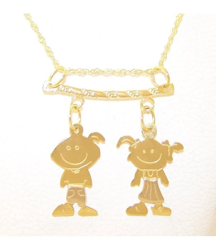 Imagen 2 de 3 de Dije Oro 18k Percha Nenitos Nene Nena Niños Niñas