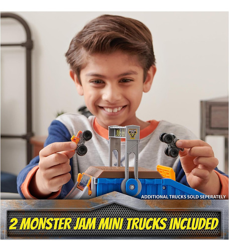 Monster Jam Mini Freestyle Flip Arena Playset Y Almacenamien