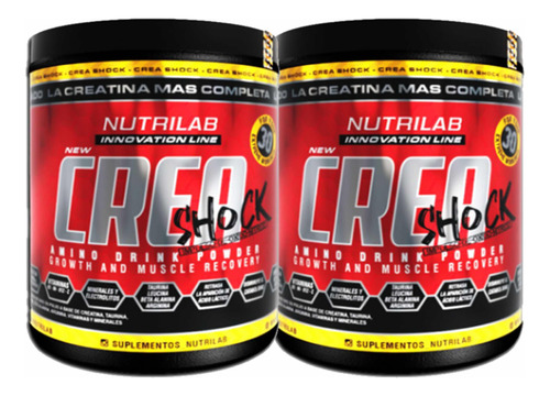 2 Nutrilab Creatina Crea Shock Por 300grs Saborizada Fuerza