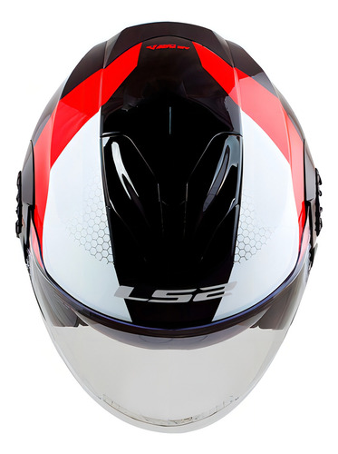 Casco Ls2 Verso Of570 Technik, blanco, negro y rojo, talla 58