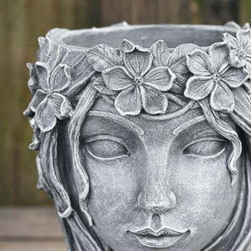 7,8 Pulgadas Estatua De Maceta De Cabeza De Resina Gris