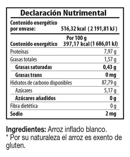 8 Pza Tortitas Arroz Great Value Sin Sal 130 G