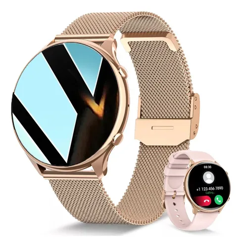 Reloj Smartwatch Para Mujer Redondo Android IPhone Llamadas + Carcasa