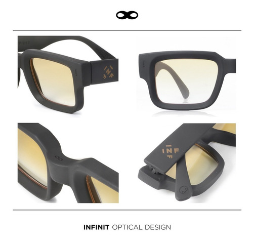 Imagen 2 de 8 de Gafas De Sol Infinit Exclamation Negro Mate Lente Naranja