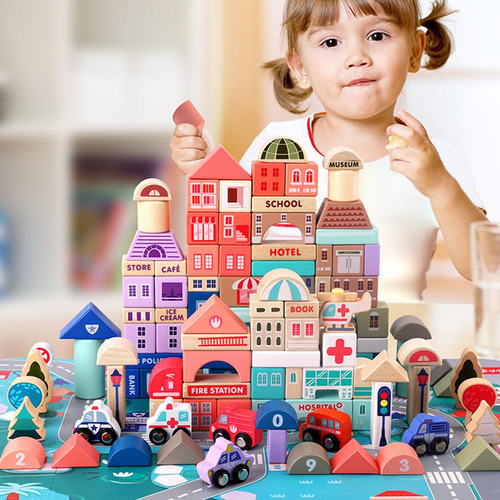 Bloques Didácticos P/armar De Madera P/niños De Preescolar