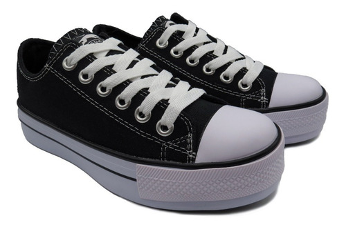 Zapatillas Jaguar Plataforma Lona Cordon Urbanas 8010