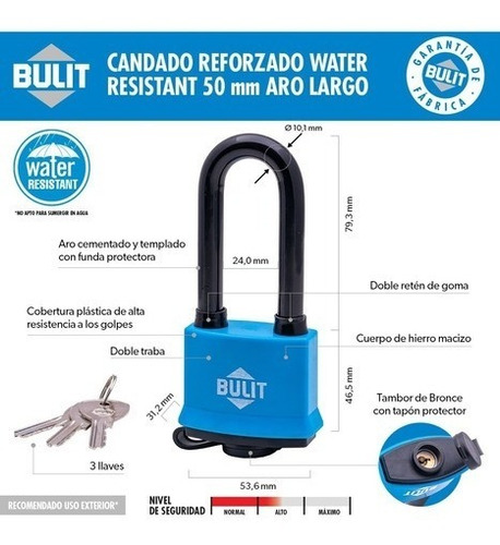 Combo Bulit Exteriores: Cadena + Candado Resistente Al Agua