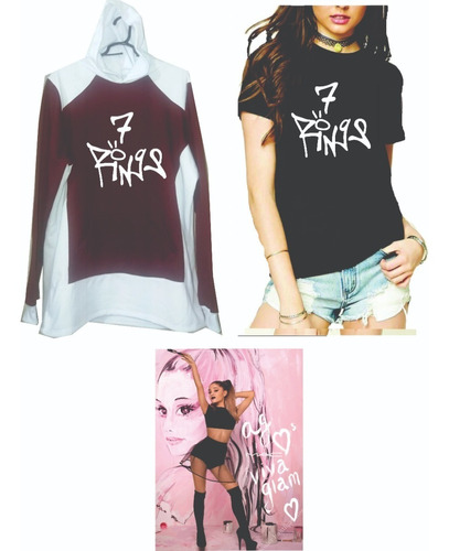 Sudadera Guinda/blanco Playera Y Cojin De Ariana Grande