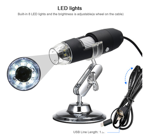 Lupa De Microscopio Con Zoom Digital Usb Con Función Otg
