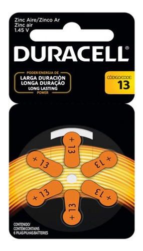 60 Pilas Duracell 13 Pila Audifonos Auditivas 60 Pilas Duracell 13 Pila Audifonos Auditivas