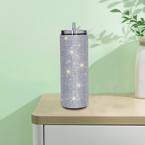 Vasos De Botella De Agua Con Brillo De Diamantes De Plata