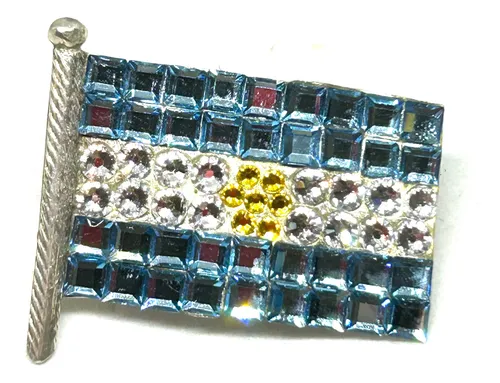 Bandera Cristal Swa Argentina Plata Grande Prendedor