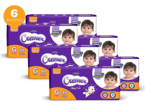 Imagem 1 de 5 de Kit Fralda Cremer Mega G 264 Unidades