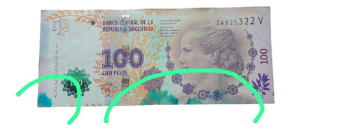 Billete De 100 Pesos Con Error Manchas Azules