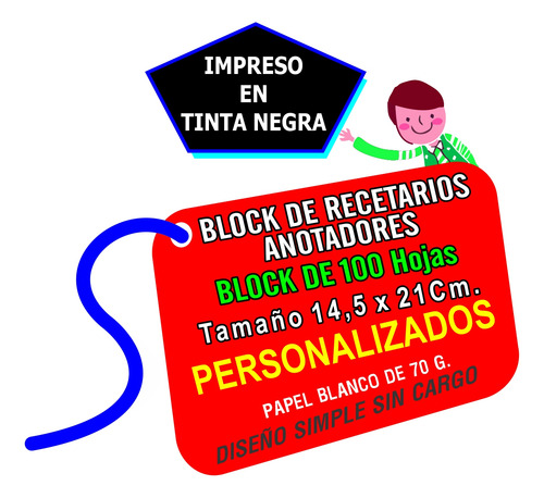 Recetario Medico Personalizado 14,5x21cm 4 Block X 100hj.