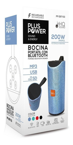 -bocina Bluetooth Plus Power 200w Pp-sbt103 Extra Bass