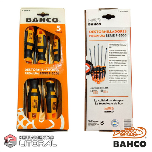 Imagen 6 de 12 de Kit Juego Destornilladores Bahco 5 Piezas Premium Ergonómico