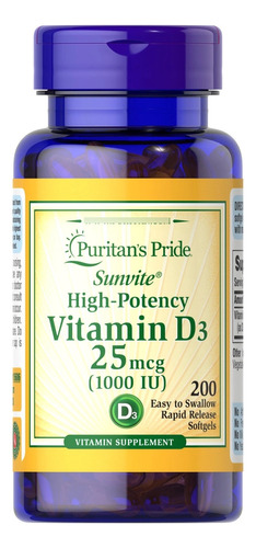  Vitamina D3 25x1000iumcg X 200 Softgels