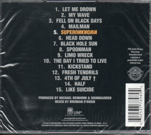 Soundgarden Superunknown Cd - Nirvana Alice In Chains Oasis