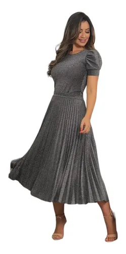 Saia plissada de best sale lurex