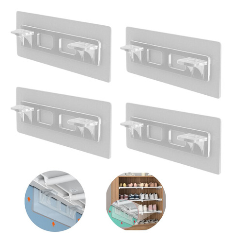 Ganchos X4 Adhesivo Para Estantes Placard Cocina Hogar 