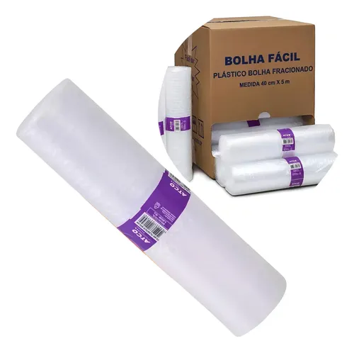 Plastico Bolha ATCO - Bobina 40cm x 5m - 40micras Grosso - reforç...
