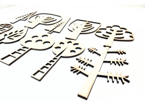 Imagen 3 de 6 de Arboles Kit X 10 - Aplique - Mdf / Fibrofacil
