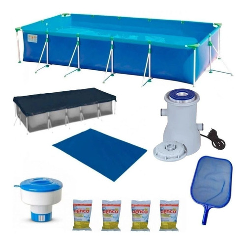 Kit Piscina 7600 L + Capa + Forro + Filtro 110v + Cloro + Pe