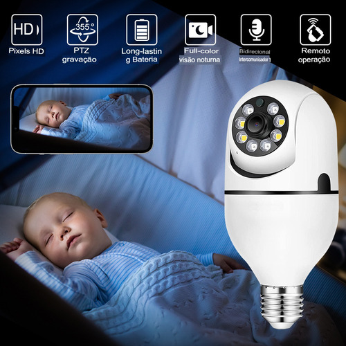 Câmera Ip Lâmpada Inteligente Sensor 360o Ptz C/ Sensor B-17