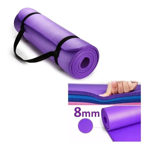 Mat Yoga Colchoneta Pilates Fitness Enrollable Gruesa 8mm