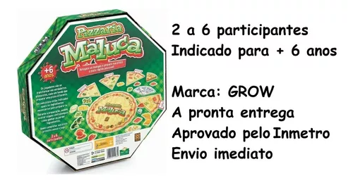 Jogo de Tabuleiro Ação Brinquedo Pizzaria Maluca Comida Pizza Grow