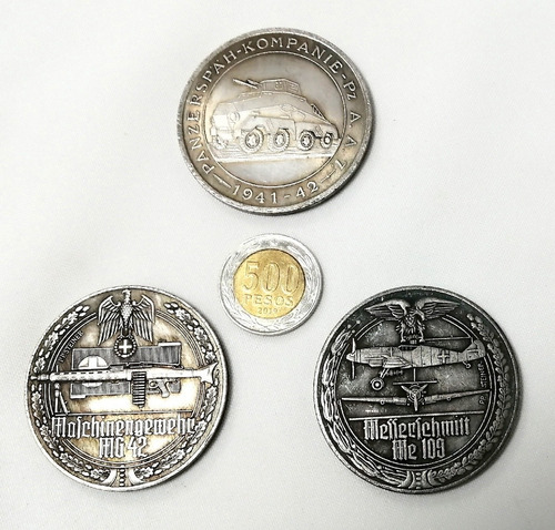 Imagen 7 de 8 de Moneda Militar, Set 3, Me 109 - Mg42 - 4 Panzer División