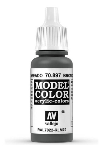 Vallejo Model Color 17ml Pintura Acrílica Color 98 Verde Bronceado 70.897