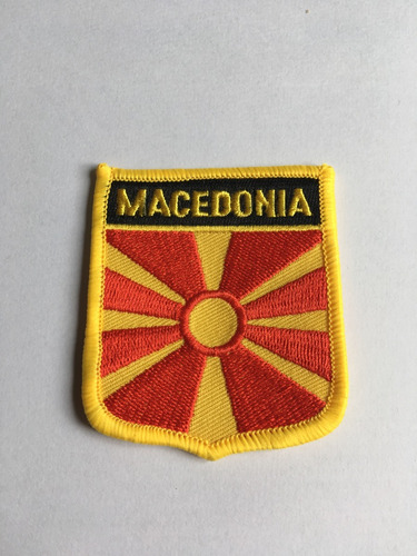 Patche Aplique Bordado Escudo Da Bandeira Da Macedônia 6x7 