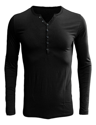 Camiseta De Manga Larga Para Hombre Henley Shirt Undershirt