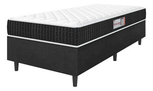 Cama box colchão solteiro espuma new millenium preto 120kg cor preto y branco