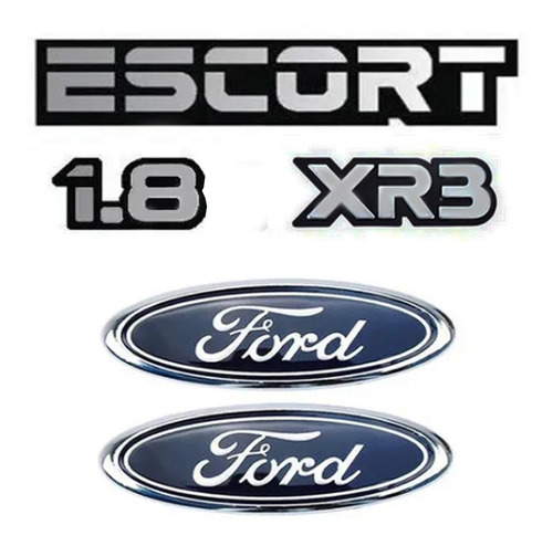Imagem 1 de 4 de Emblema Escort Xr3 1.8 Cinza Ford Oval Grade Mala Azul 92